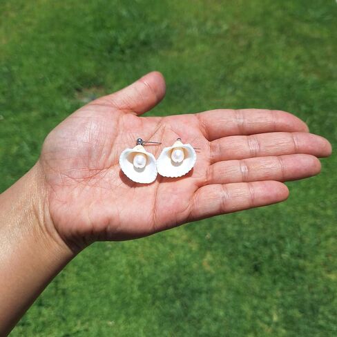 | Freshwater pearl | Sea shell | Earrings | 1 inch | Studs | Hypoallergenic | Gifts | Fun | Beach | Boho | Summer in Saudi Arabia