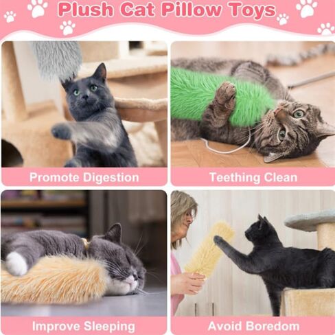 BetterJonny 8 Pcs Cat Toys Cat Pillows, 10.6inch Soft Plush Stuffed Cat Pillows Catnip Toys Cat Kicker Toy Plush Cat Sleep Pillow Interaction Fun Toy for Family with Multiple Cats in Saudi Arabia