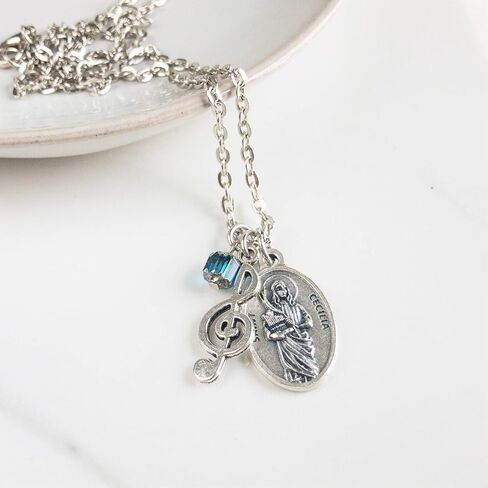 St Cecilia Music Note Catholic Confirmation Patron Saint Necklace in Saudi Arabia