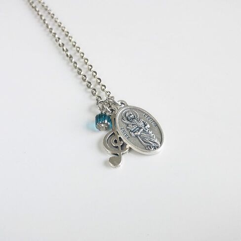 St Cecilia Music Note Catholic Confirmation Patron Saint Necklace in Saudi Arabia