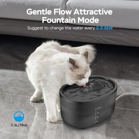 Cat Water Fountain 2.3L/78oz,Maifan Stone Filter for Better Drinking Water,Easy to Clean,Quieter Automatic Pet Water Foutains for Cats Indoor,Small Dog Water Foutain(Pink, 2.3L) in Saudi Arabia