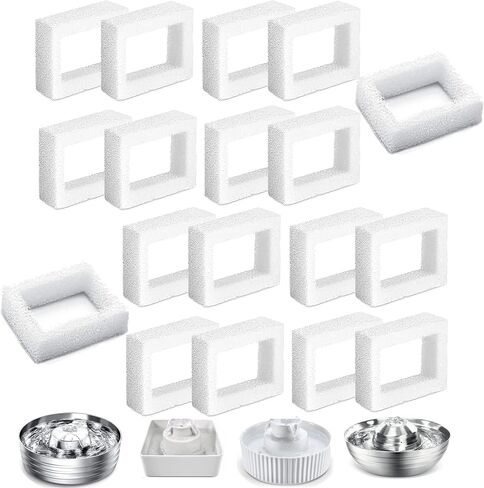 12 Pack Qzbhct Foam Filter Sponge for Cup Cake Ceramic Pet Fountain 67oz / 2L Round Stainless Steel Cat Water Fountain DR-DC-160 Water Pump Pre-Filter in Saudi Arabia