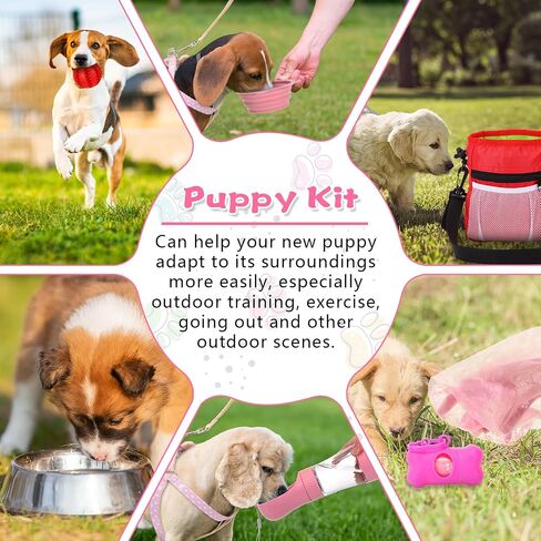 65 Pcs Puppy Supplies Starter Kit Small Dog Essentials Includes Dog Leash, Toys, Bowl, Brushes, Water Bottles, pet Blankets Puppy Accessories for New Welcome Gift Supplies(Cool,Blue) in Saudi Arabia