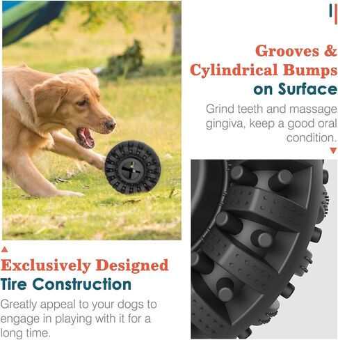 Dog Toys for Aggressive Chewers, Natural Rubber Indestructible Dog Toys Treat Dispenser for Power Chewers, Sturdy Dog Toy for Small/Medium/Large Chewer, Fun to Chew, Chase and Fetch, Red in Saudi Arabia