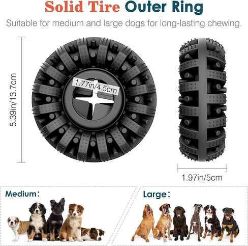 Dog Toys for Aggressive Chewers, Natural Rubber Indestructible Dog Toys Treat Dispenser for Power Chewers, Sturdy Dog Toy for Small/Medium/Large Chewer, Fun to Chew, Chase and Fetch, Red in Saudi Arabia