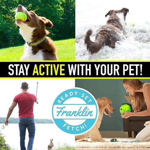 Franklin Ready Set Fetch! Laugh and Wiggle Ball – Interactive Dog Toy – Fun Giggle Sounds – Encourage Endless Play – BPA Free – Tough – No Batteries Required in Saudi Arabia