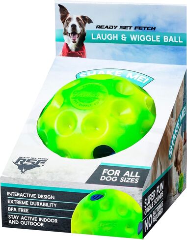 Franklin Ready Set Fetch! Laugh and Wiggle Ball – Interactive Dog Toy – Fun Giggle Sounds – Encourage Endless Play – BPA Free – Tough – No Batteries Required in Saudi Arabia
