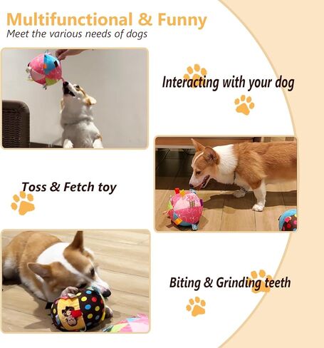 لعبة كرة للكلاب ذات صوت صرير للعب التفاعلي، ألعاب إثراء للكلاب مقاس 6 بوصات، لعبة كرة محشوة ناعمة للكلاب الصغيرة/المتوسطة/الكبيرة (بني وبرتقالي) in Kuwait