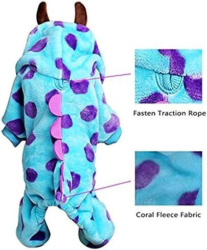 HAQPXY Blue Fashionable Pet Supplies Puzzle Bobble Style Pet Flannelette Winter Clothes with Hat Dog Costume Warm Casual Coat Hoodie for Dog (Size : S) in Saudi Arabia