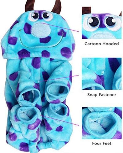HAQPXY Blue Fashionable Pet Supplies Puzzle Bobble Style Pet Flannelette Winter Clothes with Hat Dog Costume Warm Casual Coat Hoodie for Dog (Size : S) in Saudi Arabia