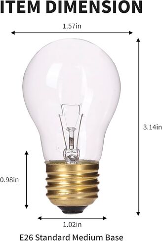 4 Pack Oven Light Bulb 40 Watt 120V A15 Replacement Light Bulb E26 Standard Base High Temperature 300 Degree Resistant Appliance Bulb for Oven Stove Refrigerator Microwave, Clear in Saudi Arabia