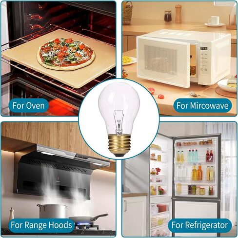 4 Pack Oven Light Bulb 40 Watt 120V A15 Replacement Light Bulb E26 Standard Base High Temperature 300 Degree Resistant Appliance Bulb for Oven Stove Refrigerator Microwave, Clear in Saudi Arabia
