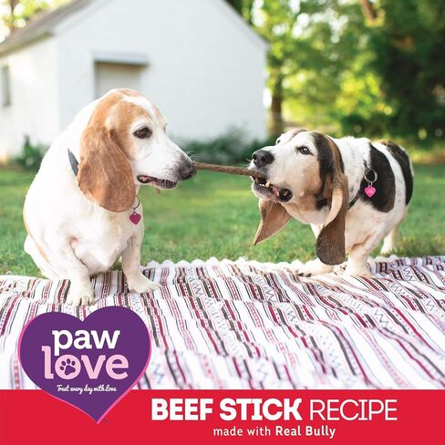PawLove Treats Quick and Crunchy Gourmet Beef Stick Recipe Dog Snacks – Light and Airy Chew – Rich in Delicious Beef Flavor – Healthy Grain Free, High Protein Chew - Small Dog Size - (1.3 lb. Bag) in Saudi Arabia