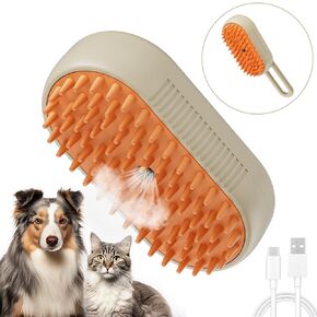 3 in 1 Cat Steam Brush Taking Care Cat Hair, Silicone Steam Cat Brush for Shedding/Massage/No Tangled Cat Hair - White