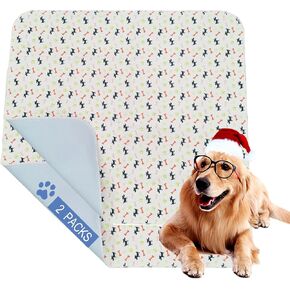 Washable Dog Pee Pads,Non Slip Dog Mats with Great Urine Absorption,Reusable Puppy Pee Pads for Whelping,Potty,Training,Playpen,2PACKS Cartoon Dog Urine Pads(35"*31"Thickened Version)