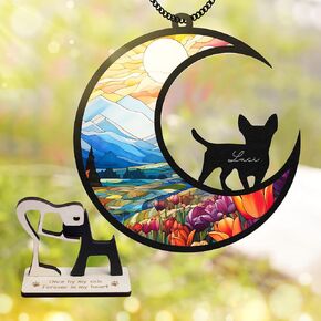 6'' Chihuahua Short Hair Dog Memorial Suncatcher Custom Name Dog with Pen Pet Ornament Window Hanging Sympathy Gift for Loss of Dog Pet Keepsake for Dog Lovers Home Decor SCD-B6-6-28