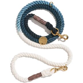 Found My Animal-The Original Navy 7ft Cotton Rope Dog Leash (Large)- Adjustable Solid Bronze Bolt Snaps-Heavy Duty Dog Training Leash-Handcrafted Puppy Leash Rope-Made in USA