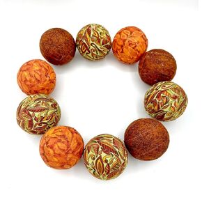 Fall Colors fabric wrapped balls- autumn decor bowl filler orb set brown orange yellow