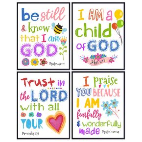 Bible Verse Wall Art & Decor - Christian Wall Decor - Religious Wall Art - Psalms, Proverbs - Scripture Decor- Spiritual Inspirational Christian Gifts for Women - Girls Bedroom Decor - God Wall Decor