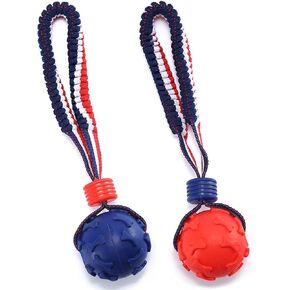 Pet ball, dog toy ball, toy dog ball with rope, pet interactive toy, rope dog ball toy, throwing toy ball, small and medium-sized dogs, tough rope, durable dog ball, TPR rubber ball (HLQ)