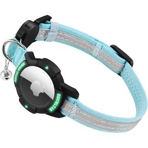 AirTag Cat Collar Breakaway, Reflective GPS Cat Collar with Luminous Apple Air Tag Holder, Cat Tracker Collars with Safety Elastic Band for Cats Kittens and Puppies (Pink, 8-13 Inch)