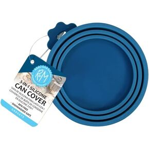 R&M International Silicone Can Cover Fits Most Standard Size Cat, Dog, or People Canned Food, Blue