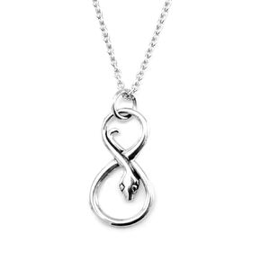 Sterling Silver Tiny Infinity Snake Charm Necklace, 18"