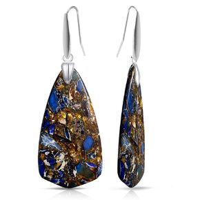 Big Natural Red Imperial Jasper Crystal Stone Drop Earrings,Large Genuine Waterdrop Sea Sediment Jasper Gemstone Quartz Dangle Earrings for Women Girls (Stone Size:27mm*50mm, C1_Imperial Jasper)