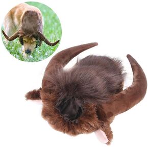 Pet Costume Dog Novelty Cow Hat Headwear with Elastic Band Dog Cat Funny Ox Year Costume Hat Pet Soft Plush Cow Hat with Ox Horn for Pet Halloween Festival Theme Party Photo Prop