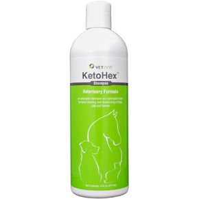 KetoHex Cat and Dog Shampoo - 16 oz Anti Bacterial Cat & Dog Flea And Tick Treatment, For Sensitive Skin Infections & Lesions, Protects & Moisturizes, Antifungal Treatment For Dogs & Cats - VetOne