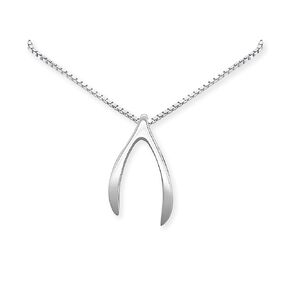 Wishbone Necklace for Women, High Polish Sterling Silver Wish Bone Necklace, Good Luck Necklace, Lucky Charm Jewelry, Best Wishes Birthday Gift (18 inches plus 2-inch extender)
