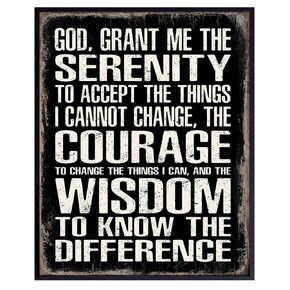 The Serenity Prayer Wall Decor - Twelve Steps and Twelve Traditions Wall Art for Home or Apartment Decoration - AA Anniversary Gifts - Alcoholics Anonymous Art Prints - Rustic Sign Replica - Unframed