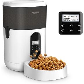 Smart Automatic Cat Feeder, 4L Timed Pet Feeder for Cats with LCD Display, Auomatic Cat Food Dispenser Easy Programmable Portion Control with Desiccant Bag Dual Power Supply 10S Voice Recorder