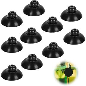 10pcs Fish Tank Suction Cups, 1 Inch Suction Cup Clips Rubber Aquarium Suction Cup Clips Fish Tank Attachments for Tank Pump and Fish Tank Aeration Setup (Black)