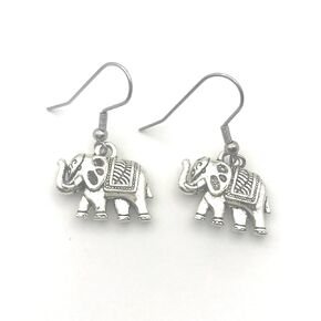 Silver Elephant Earrings for Women - Stainless Steel Earwires - Gift for Mom Sister Daughter