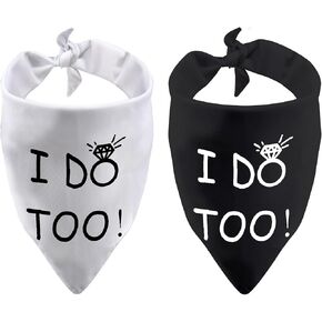 Engagement Wedding Dog Bandanas I Do Too Triangle Printed Bibs Pet Scarf (I Do Too!)
