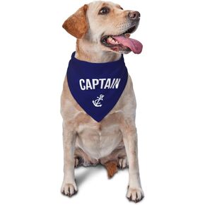 Captain Summer Dog Bandana, Reversible Triangle Bibs Pet Scarf, Holiday Party Photography Props (Blue)