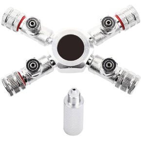 HEEPDD Fish CO2 Splitter Regulator, Aluminum Alloy CO2 Splitter Regulator Distributor with Multiple Way Outlets(4-Way)