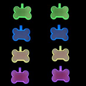 8 Pack 4 colors Glow in The Dark Silicone Bone Tag Soundless Bone Design Pet ID Tag,Personlized Silent Dog Tag,Easy Engraved and Double Sided,No More Jingling Pet Tags