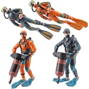 Toyvian 4 قطع نموذج غواص غواص غواص الناس تماثيل غواص مصغر صغير غواص تمثال صغير سباح تماثيل لعبة غواص ديكور حوض السمك العائم غواص زينة لعبة خزان الأسماك مجموعة من البلاستيك