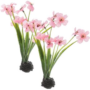 balacoo 2 Pcs Fake Aquarium Plants Plastic Realistic Aquarium Plants Fish Tank Decorations Large for All Fish (Pink), 21.00X5.50X4.00CM, 39S8P1360KT