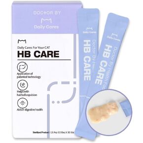 DoctorBy HB Care Hairball Supplement for Cats– Korean Made Hairball Relief Furball Control Remedy & Digestive Support Supplements with Omega-3, Chitosan-30 Individuallly Packaged (1 Pack, 30 Count)