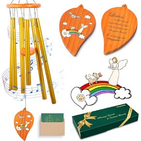 Pet Memorial Wind Chimes for Dogs - Rainbow Bridge Memorial Wind Chimes for Loss of Loved Pet Dog, Sympathy Gift Remembrance Windchimes for Outside, Dog Memorial Gifts for Loss of Dog