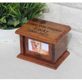 Personalized Pet urns for Dogs | Dog urns for Ashes | Wood pet urns for Cats | Wooden urn for pet Ashes | Dog Cremation Box for Ashes | Dog Ashes Keepsake (Medium-no Text)