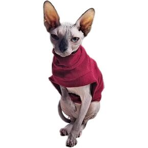 Sphynx Hairless Cats Clothes T-Shirt,Cats & Small Dogs Soft Breathable Cotton Vest Apparel Shirts for Cornish Rex, Devon Rex, Peterbald (Pink L)