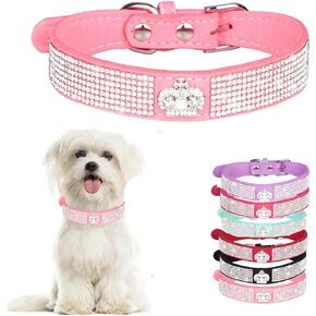 Dog Collars for Medium Dogs Female,Rhinestone Dog Collar, Diamond Bling Diamond Pretty Jewel Glitter Sparkly Pet Collar for XXS Xs Small Medium Girls Dogs Girls, Crown Pink M