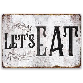 Kitchen Decor and Accessories - Let's Eat - Metal Sign - Use Indoor/Outdoor - Vintage Rustic Kitchen Decor, Perfect Kitchen Signs Wall Decor Farmhouse, Kitchen Wall Art Decorations