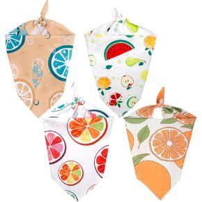 Dog Cooling Bandana Set 4 Pack Hawaii Dog Bandana Summer Triangle Scarfs Bibs with Cute Fruit Patterns Dog Bid Scarf for Small Medium Large Dogs