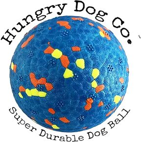 Hungry Dog Co.- Super Durable Premium Dog Balls -Pet Safe Dog Toys for Fun and Play. Very Bouncy and Durable -Great for Aggressive Chewers -Stimulating Colors and Patterns -1 Yellow w/Blue 3" Ball