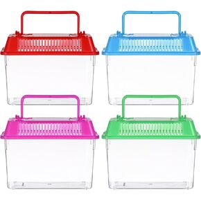 MAGICLULU 4pcs Mini Portable Fish Tank Single Fish Aquarium Pet Breeding Cage Reptiles Turtle Reptile Storage Reptile Hideout Animals for Kids Decor Frogs Plastic Small Fish Tank Child Glass
